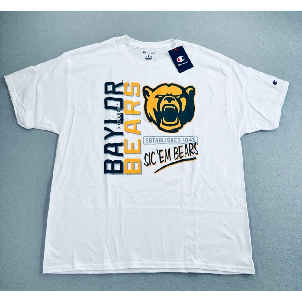 Champion Baylor Bears College Vault T-Shirt Men's XL White NCAA Sic 'Em Bears NW
